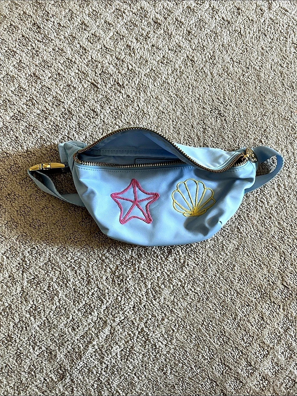 Stoney Clover Lane Blue Embroidered Belt Bag Like New